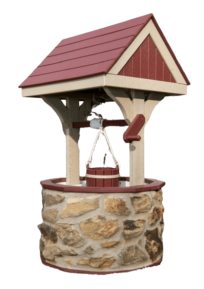 Garden Wishing Wells with Stone Base Birchwood and Cherrywood