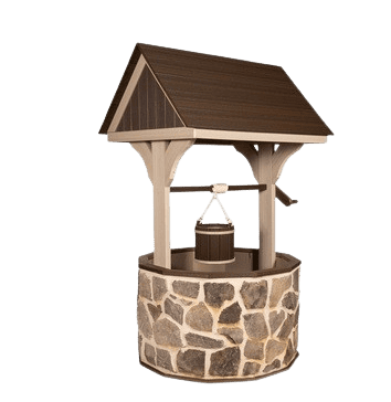 Birchwood and Brazillian Walnut Stone Base Wishing Well