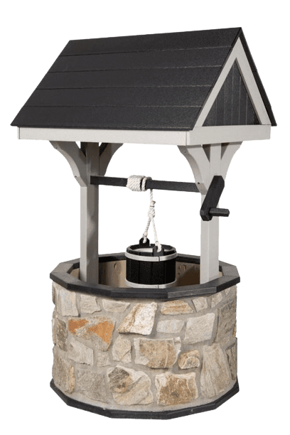 Stone Base Garden Wishing Well Light Gray and Black