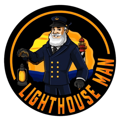 Lighthouse Man Mascot Logo Circle 