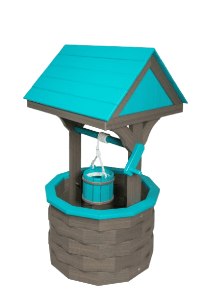 Wishing Well Lawn Ornaments Coastal Gray Aruba Blue